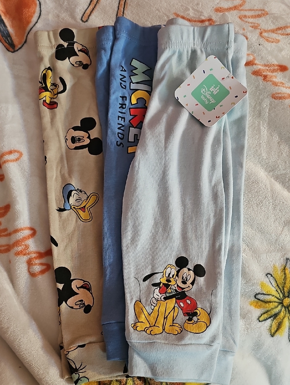 Disney Baby Leggings Trio in Light Blue, Blue, Cream